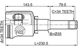 1811-ANTLH - INNER CV JOINT LEFT 34X35X34