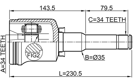 1811-ANTLH - INNER CV JOINT LEFT 34X35X34