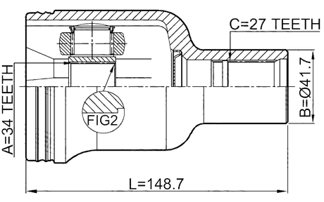1811-ANTRH - INNER CV JOINT RIGHT 34X41.7X27