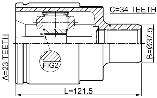1811-ASJRH - INNER CV JOINT RIGHT 23X37.5X34