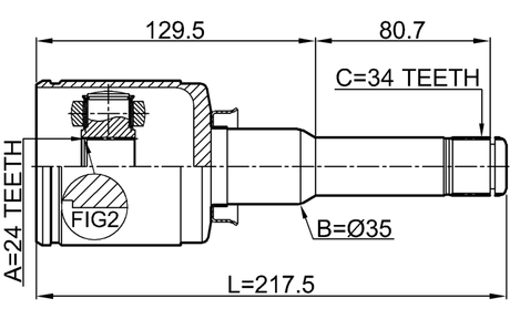 1811-MOKKALH - INNER CV JOINT LEFT 24X35X34