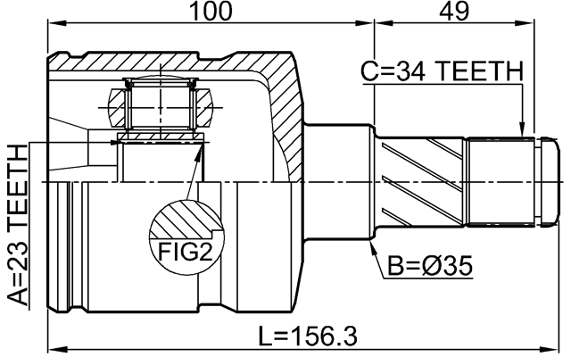 1811-MOKLH - INNER CV JOINT LEFT 23X35X34