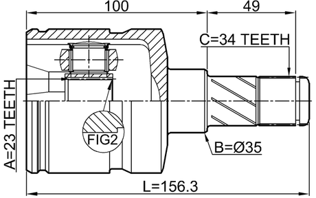 1811-MOKLH - INNER CV JOINT LEFT 23X35X34