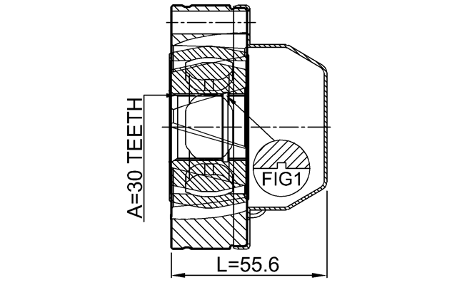 1811-MOKRSHA - PROPSHAFT REAR CV JOINT 30X74