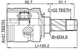 1811-Z12 - INNER CV JOINT 21X34.9X22
