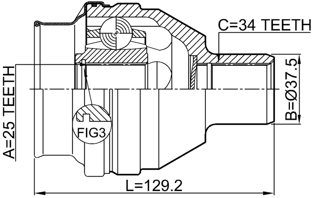 1811-Z16RH - INNER CV JOINT 25X37.6X34