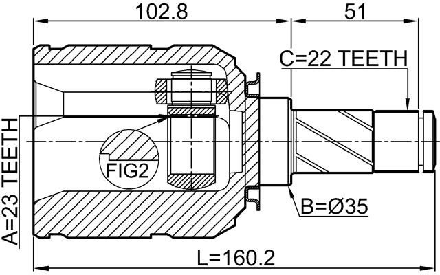 1811-Z18AT - INNER CV JOINT 23X35X22