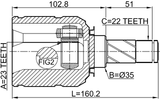 1811-Z18AT - INNER CV JOINT 23X35X22
