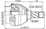 1811-Z18X - INNER CV JOINT 25X35X22
