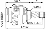 1811-ZAF - INNER CV JOINT 22X35X22
