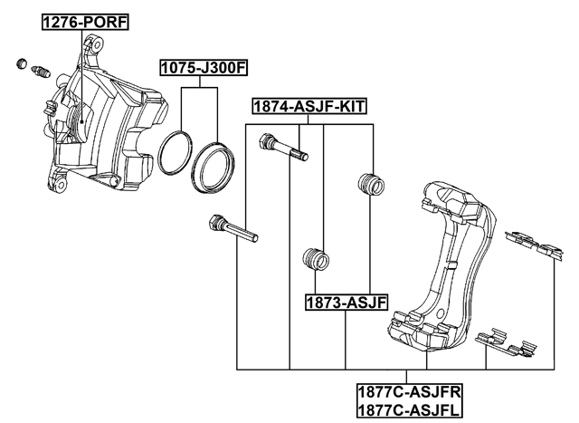 1877C-ASJFR - FRONT RIGHT BRAKE CALIPER BRACKET CARRIER (WITH SLIDE PINS)
