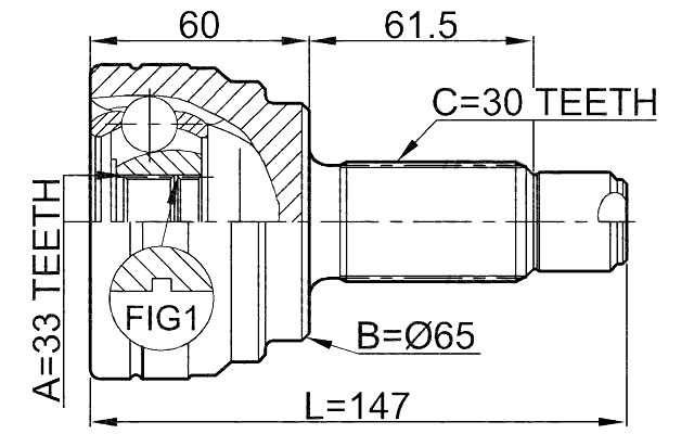 1910-E70 - OUTER CV JOINT 33X65X30