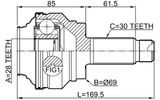 1910-E70R - OUTER CV JOINT REAR 28X69X30