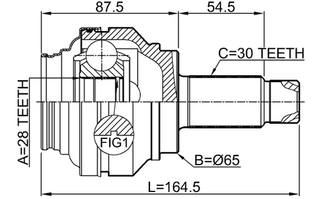 1910-F06R - OUTER CV JOINT REAR 28X65X30
