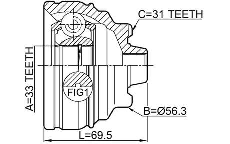 1910-F30 - OUTER CV JOINT 33X56.3X31