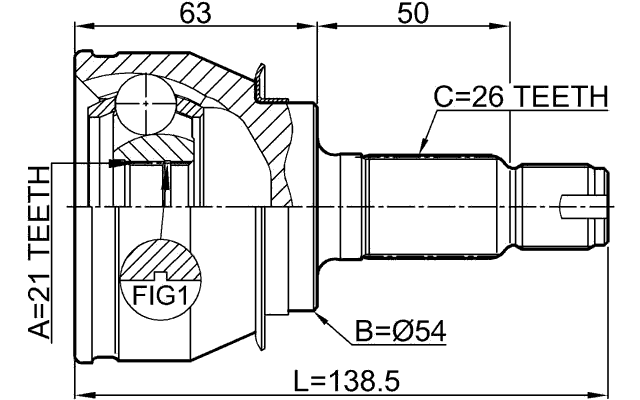 1910-R50 - OUTER CV JOINT 21X54X26