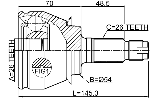 1910-R58 - OUTER CV JOINT 26X54X26