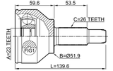 1910-R60 - OUTER CV JOINT 23X51.9X26