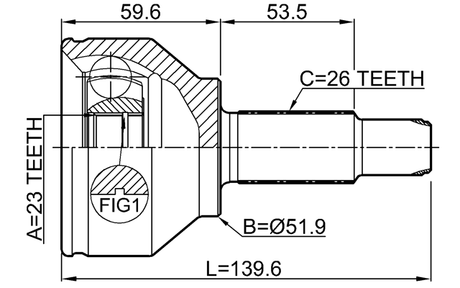 1910-R60 - OUTER CV JOINT 23X51.9X26