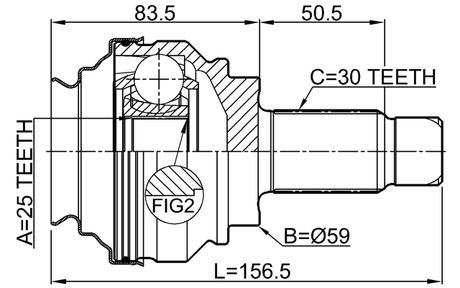 1910-X1R - OUTER CV JOINT REAR 25X59X30