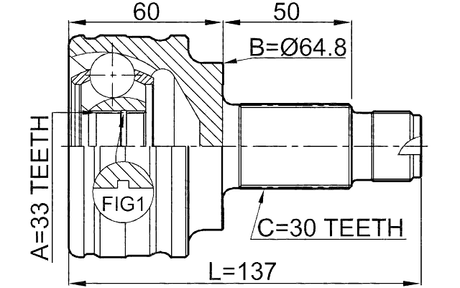 1910-X3 - OUTER CV JOINT 33X65X30