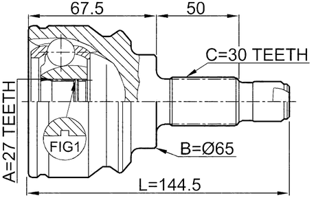 1910-X5 - OUTER CV JOINT 27X65X30