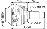 1910-X5RR - OUTER CV JOINT REAR 25X60X30