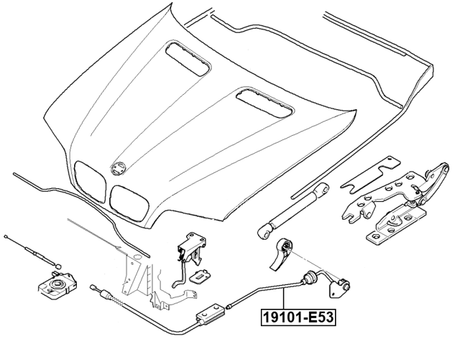 19101-E53 - CABLE ASSEMBLY HOOD LOCK CONTROL