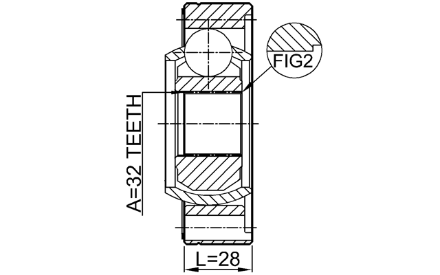 1911-E46SHA - PROPSHAFT CV JOINT 32X86