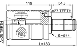 1911-E53LH - INNER CV JOINT LEFT 26X44X27