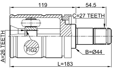 1911-E53LH - INNER CV JOINT LEFT 26X44X27