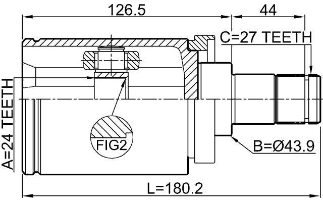 1911-E60LH - INNER CV JOINT LEFT 24X43.9X27