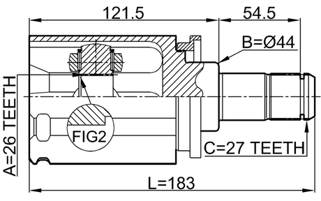 1911-E70LH - INNER CV JOINT LEFT 26X44X27