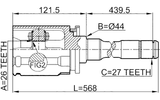 1911-E70RH - FRONT INNER CV JOINT RIGHT 26X44X27