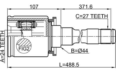 1911-E83RH - INNER CV JOINT RIGHT 24X44X27