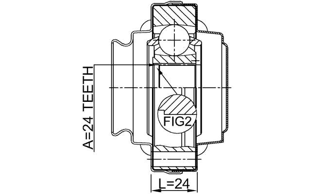 1911-E87R - REAR INNER CV JOINT 24X80