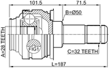 1911-F06R - REAR INNER CV JOINT 32X50X28