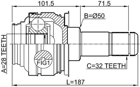 1911-F06R - REAR INNER CV JOINT 32X50X28
