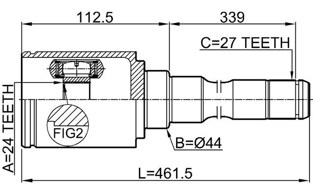 1911-F25FRH - INNER CV JOINT RIGHT 24X44X27