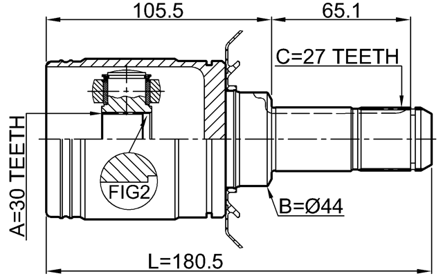 1911-F30R - REAR INNER CV JOINT 30X44X27