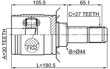 1911-F30R - REAR INNER CV JOINT 30X44X27