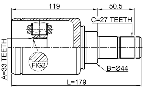1911-G01FLH - INNER CV JOINT LEFT 33X44X27