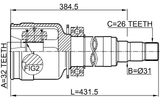 1911-R58RH - FRONT INNER CV JOINT RIGHT 32X31X26
