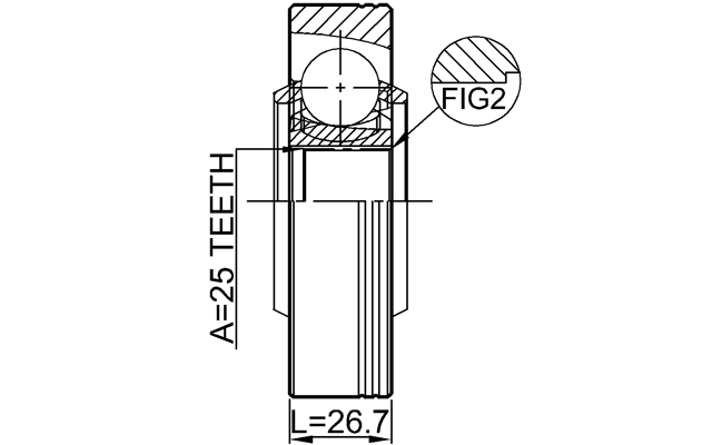 1911-X1SHAR - REAR INNER CV JOINT 25X86