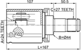 1911-X3 - INNER CV JOINT LEFT 24X44X27