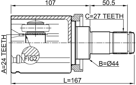 1911-X3 - INNER CV JOINT LEFT 24X44X27