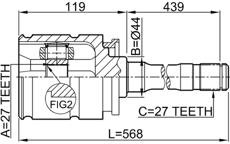 1911-X5RH - INNER CV JOINT RIGHT 27X44X27