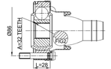 1911-X5SHA - PROPSHAFT CV JOINT 32X100