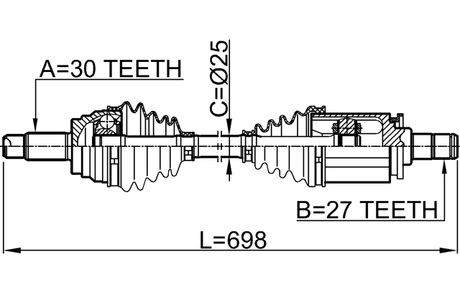 1914-E70LH - FRONT CV AXLE SHAFT LEFT 27X670X30