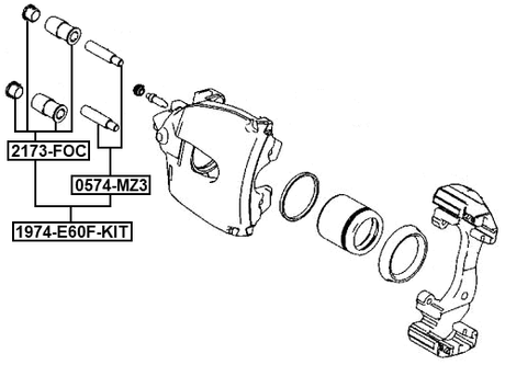 1974-E60F-KIT - FRONT CALIPER SLIDE PIN KIT